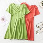 Short-sleeved V-neck Mini Dress