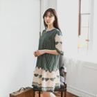3/4-sleeve Patterned Midi Dress (l~xxl)