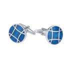 Fashion Elegant Blue Geometric Round Pattern Cufflinks Silver - One Size