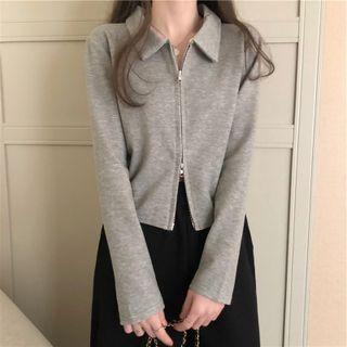Long-sleeve Collar Zip Up Jacket