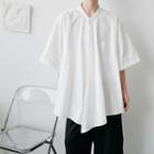 Elbow-sleeve Collarless Irregular Shirt