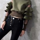 Paneled Ruffle Sweatshirt