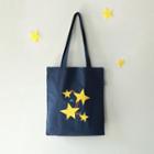 Canvas Printed Starry Night Tote Bag Light Edition - Yellow Stars - Dark Blue - One Size
