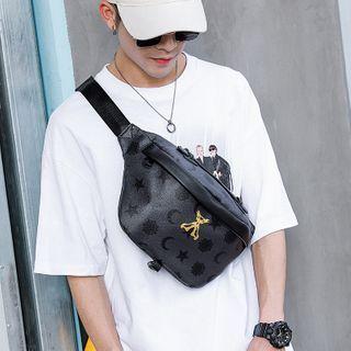 Faux Leather Star Print Sling Bag