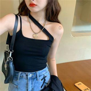 One-shoulder Camisole Top 63562# - Camisole - Black - One Size