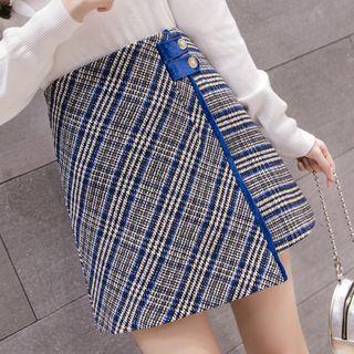 Houndstooth Print Mini Wrap Skirt