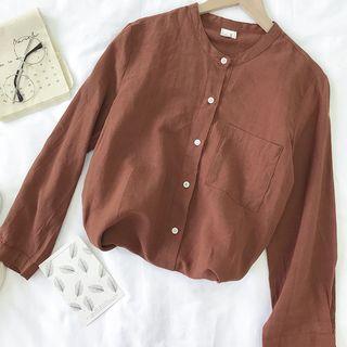 Pocket Detail Shirt Coffee - One Size