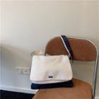 Two-tone Fleece Messenger Bag Off-white - One Size