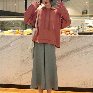 Slit-back Hoodie/ Midi A-line Skirt