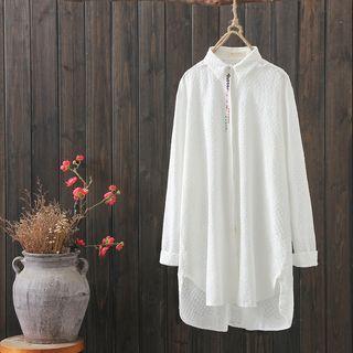 Embroidered High-low Shirt White - One Size