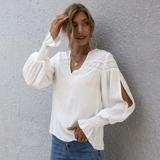 V-neck Cutout Blouse