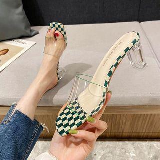 Pvc Chunky Heel Slide Sandals