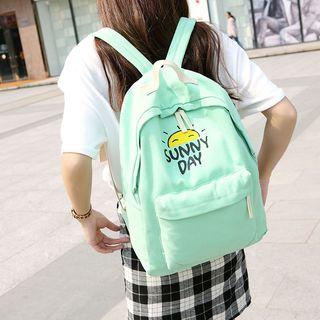 Set Of 3: Printed Canvas Backpack + Cross Bag + Pouch