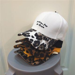 Leopard Print Panel Embroidered Baseball Cap