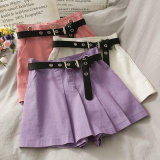 Pleated Mini Skort With Belt In 5 Colors