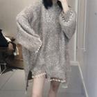 Fringed Oversized Sweater As Shown In Figure - One Size