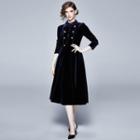 Velvet Long-sleeve A-line Cocktail Dress