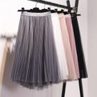 Pleated Sheer Midi Skirt
