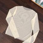 Long-sleeve Plain Mesh Top