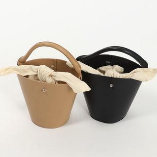 Faux-leather Bucket Tote Bag With Strap