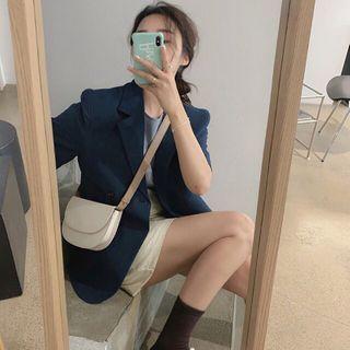 Plain Short-sleeve T-shirt / Elbow-sleeve Blazer / Mini A-line Skirt