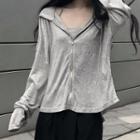 Set: Zip-up Hoodie + Camisole Top Hoodie & Camisole Top - Gray - One Size