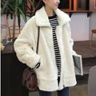 Furry Zip Jacket Off-white - One Size