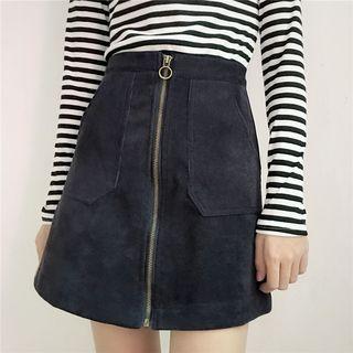 Zip-accent A-line Skirt