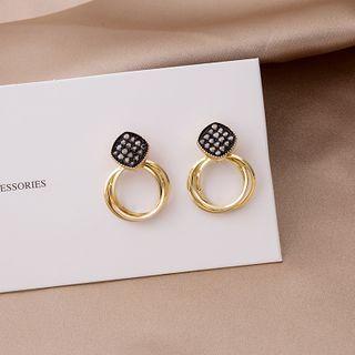 Rhinestone Hoop Earring E2911 - As Shown In Figure - One Size