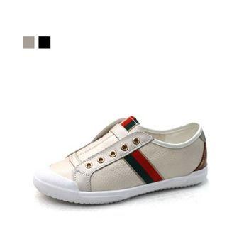 Cowhide Stripe Laceless Sneakers