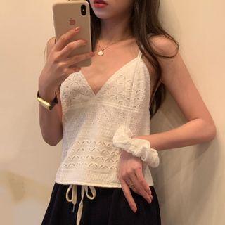 Spaghetti Strap Lace Top / Harem Knit Pants