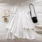 Short-sleeve Midi Shirt Dress White - One Size