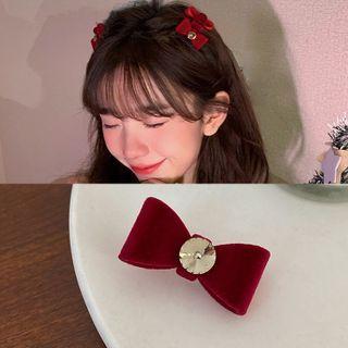 Flocking Bow Hair Clamp (1 Pair)