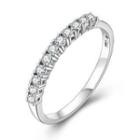 18k White Gold Diamond Accent Dianty Thin Band Stackable Women Ring