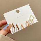 3 Pair Set: Alloy Hoop Earring E4553 - Set Of 3 - Coffee & White & Khaki - One Size