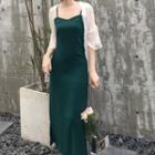 Slit-side Spaghetti-strap Shift Dress / Cover-up