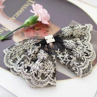 Bow Hair Clip 01 - Black & Gold - One Size
