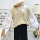 Patchwork Mock Two-piece Knit Top
