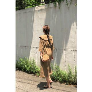 Capelet Textured Long Shirtdress With Sash
