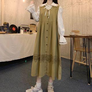 Lace Trim Blouse / Mid Overall Dress