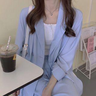 Double Breasted Blazer / A-line Midi Skirt