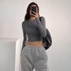 Stretched Skinny Crop T-shirt In 6 Colors