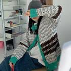 Long-sleeve Pattern Cardigan Sweater - One Size