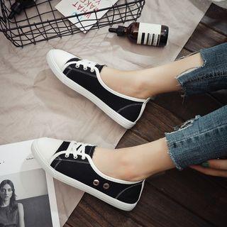 Lace Up Canvas Plain Sneakers