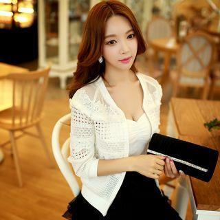 3/4-sleeve Paneled Zip Jacket