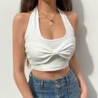 Halter-neck Bow Front Crop Top