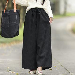 Jacquard Wide-leg Drawstring Pants