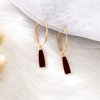 925 Sterling Silver Triangle Dangle Earring Al2555 - Dark Coffee - One Size