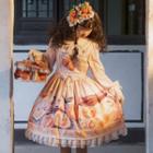 Long-sleeve Cake Print A-line Dress