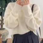 Round Neck Plain Sweater White - One Size